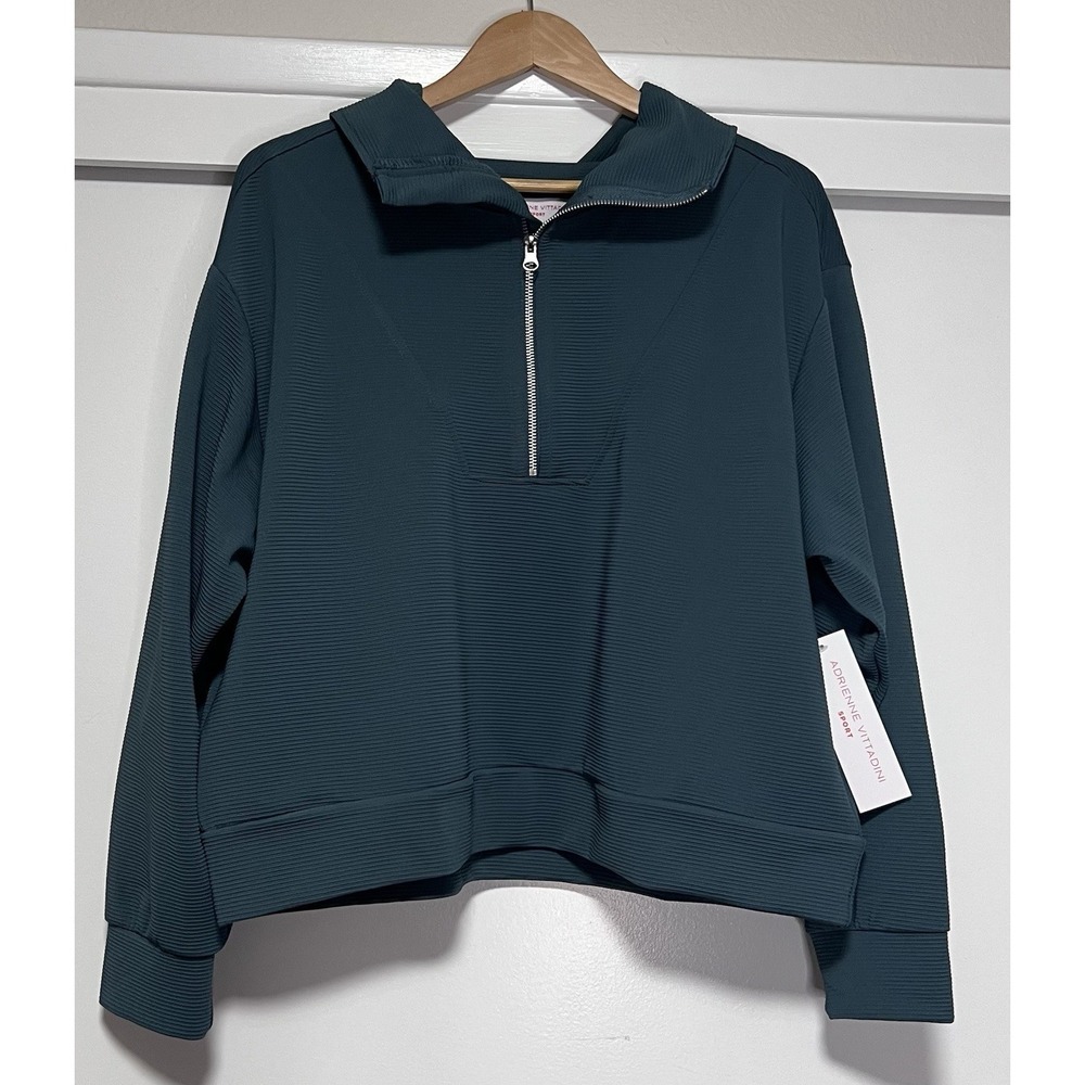 Adrienne Vittadini Sport Half-Zip Textured Pullover – Size L –